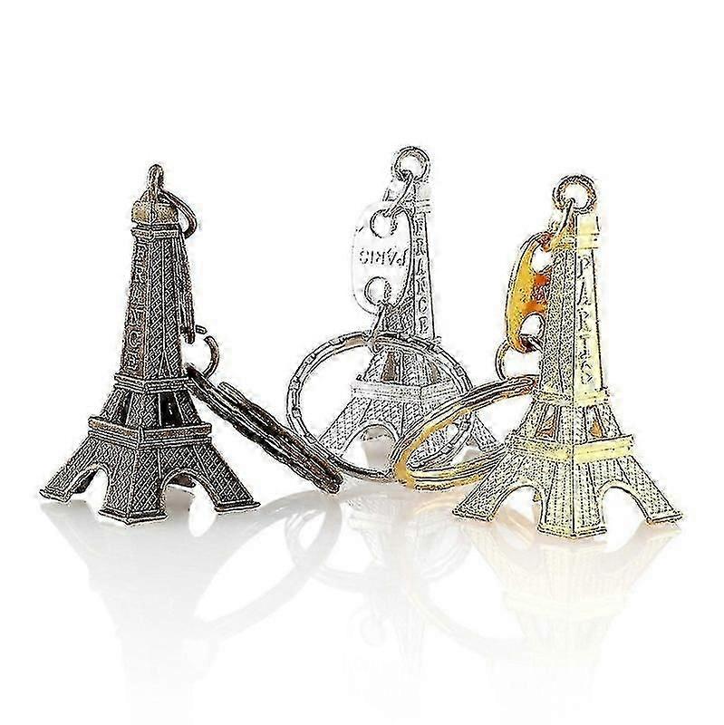 12 Pcs Eiffel Tower Key Ring Retro Key Chain Mini Keyring Pendant Decorations