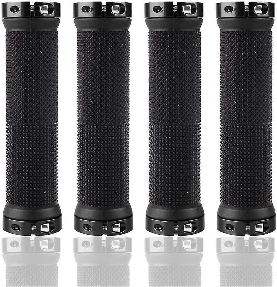 2 pairs of double locking bicycle grips, soft rubber grips