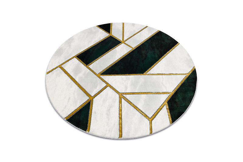 Exclusive EMERALD Carpet 1015 circle - glamour, stylish marble, geometric bottle green / gold