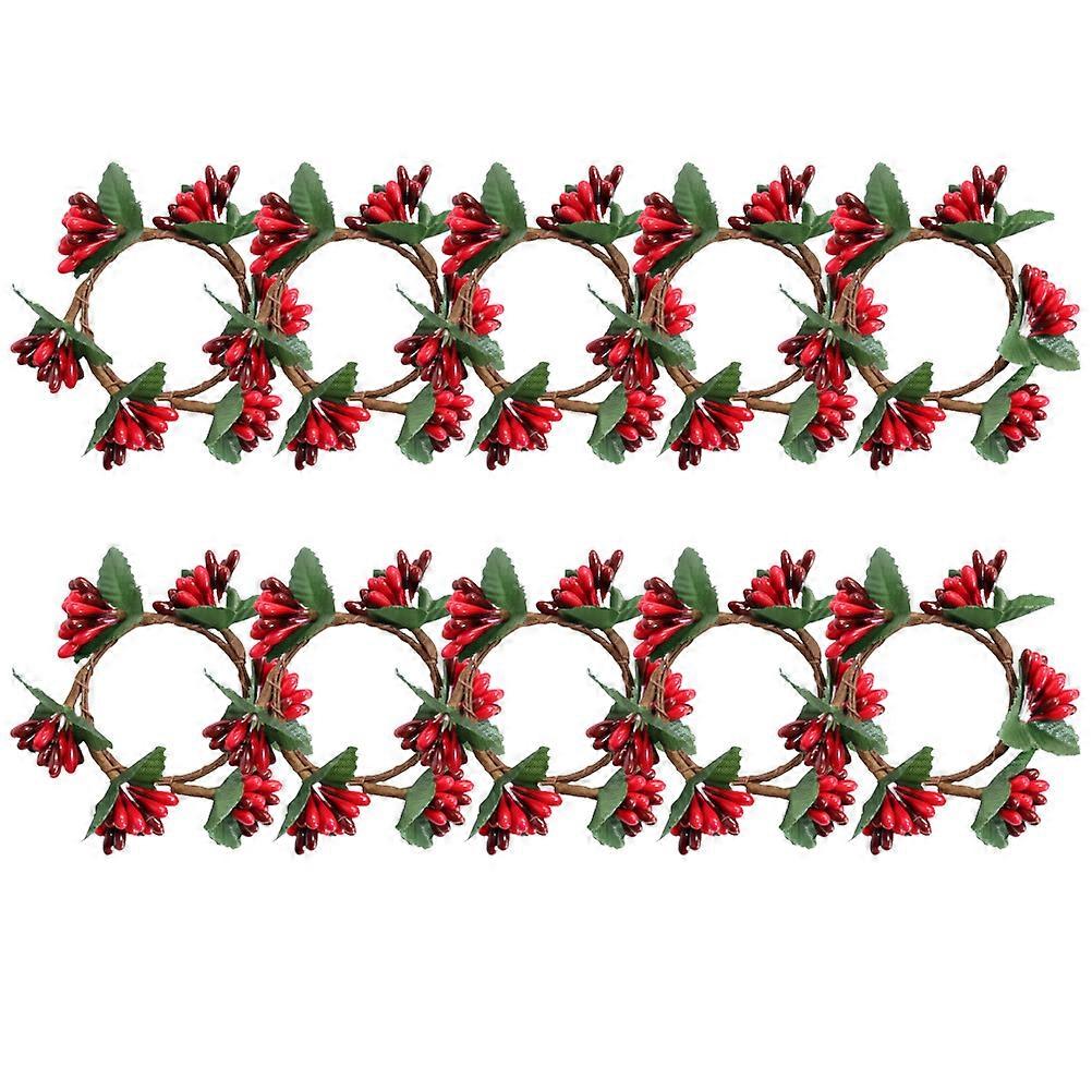 عيد الميلاد الأحمر بيري إكليل الزهور ديكور الباب الصغير غير الذبول البلاستيك التعميم 10 قطع