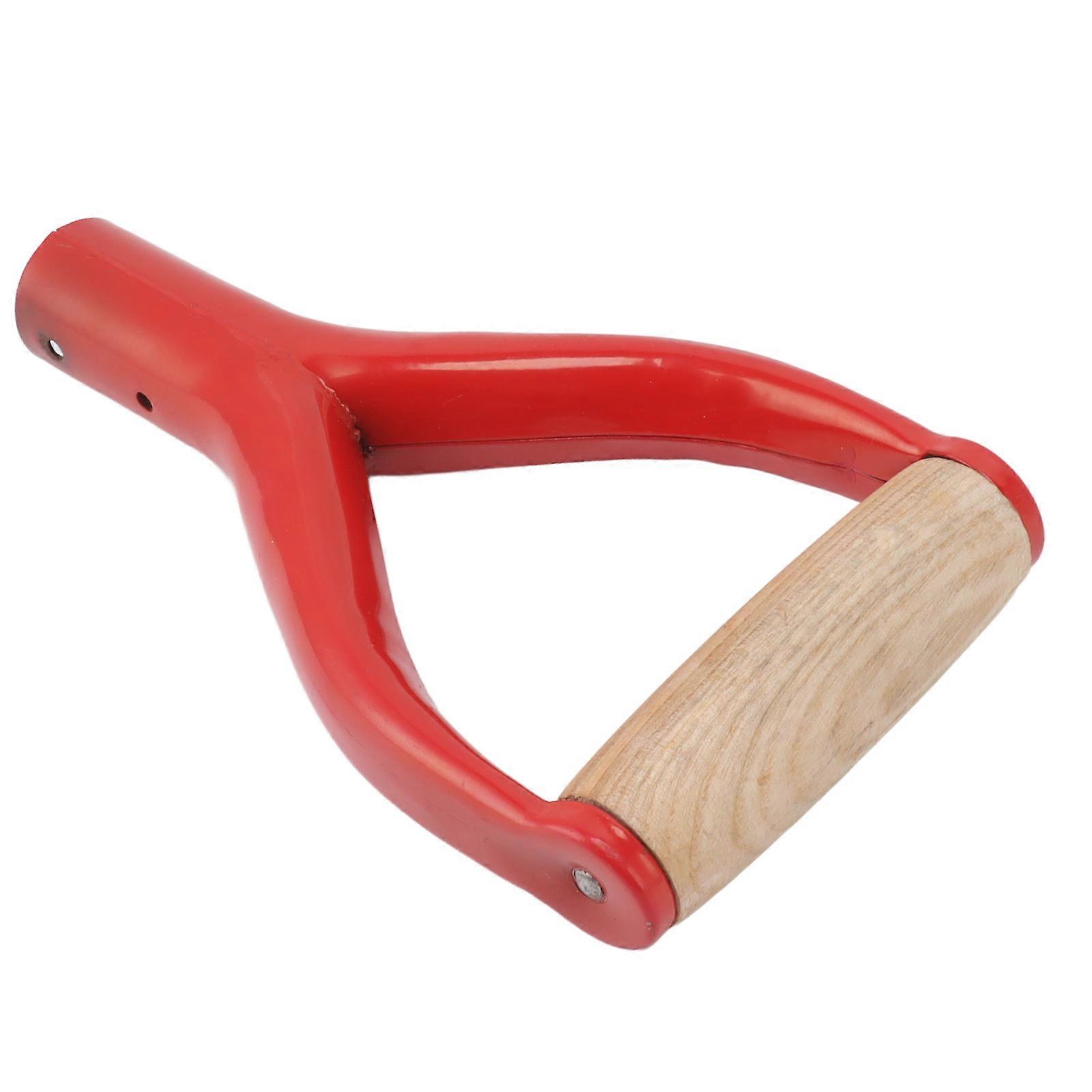 Shovel Handle Y Shaped 12.22in Inside Diameter Replacement Spade Handle with Wooden Grip for Garden Digging Raking Tool Red 