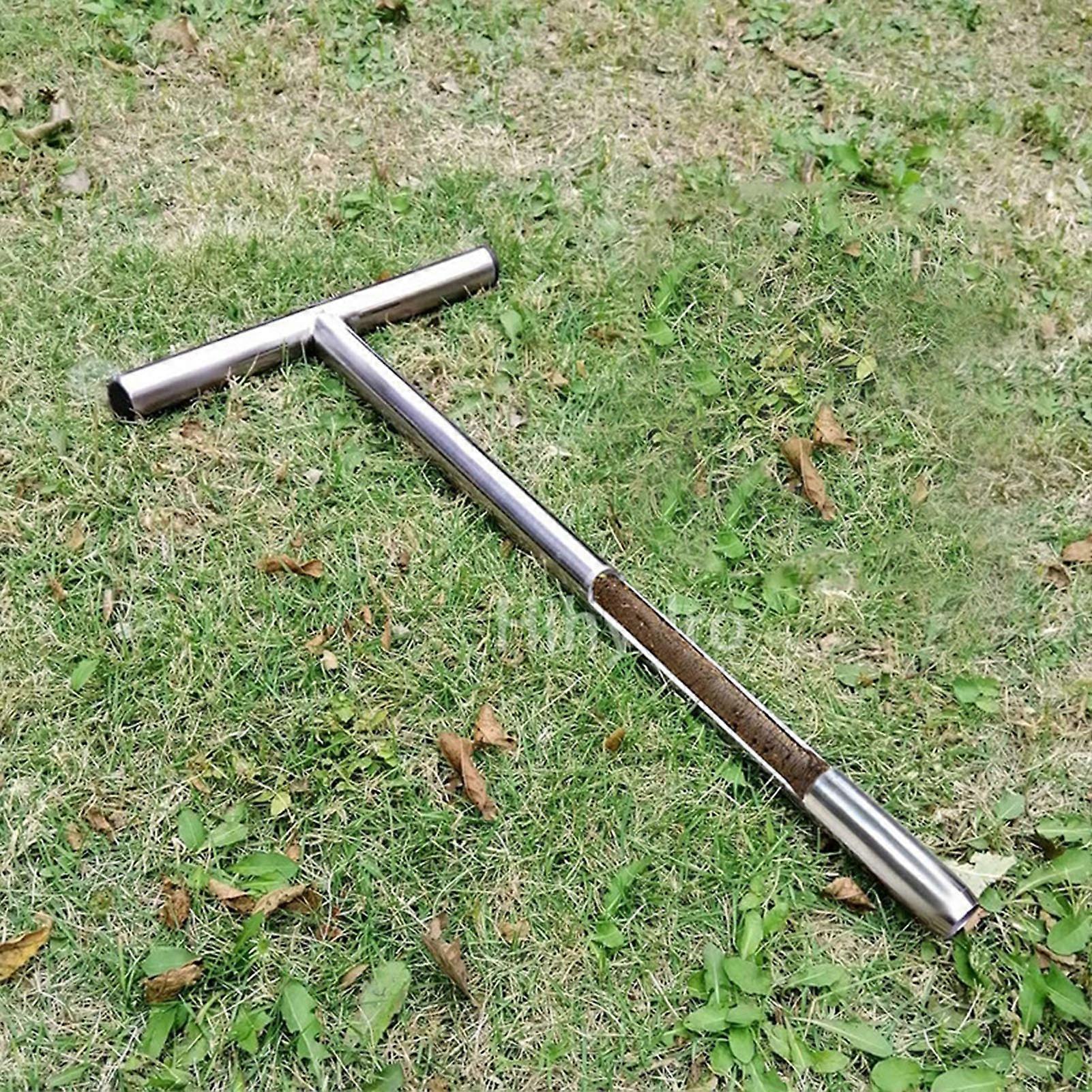 Soil Sampler Probe 304 Stainless Steel Protable T Handle Soil Sampling Tool for Farm Garden Lawn 21in