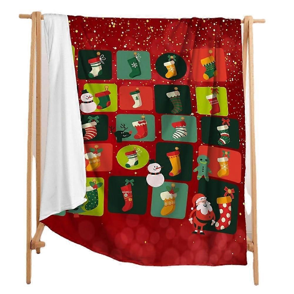 Christmas Mood Flannel Blanket Boys Girls Gift Christmas Tree Snowflake Print Cozy Lazy Sofa Blanket P4 100x130cm