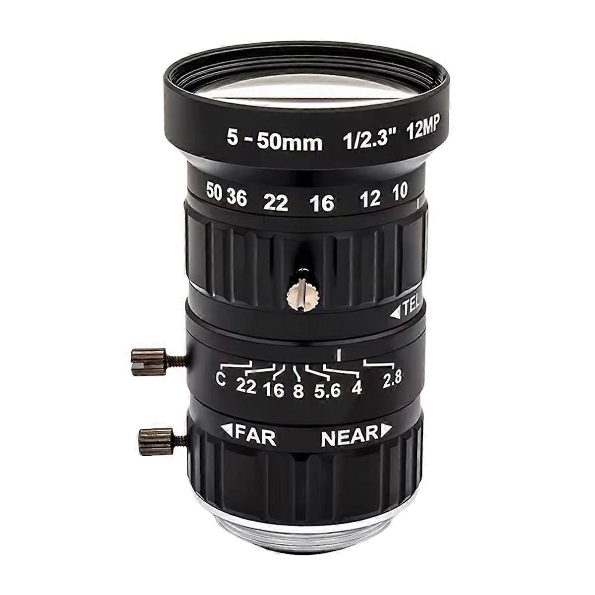 5-50mm Camera Lens Telescope Zoom 1/2.3Inch HD 12Megapixel C Mount Varifocal Lens Professional Indu