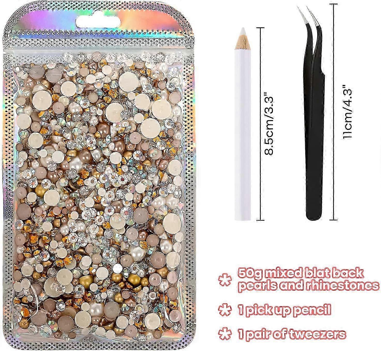 50g DIY Half Round Pearl Nail Drill Set with Tools