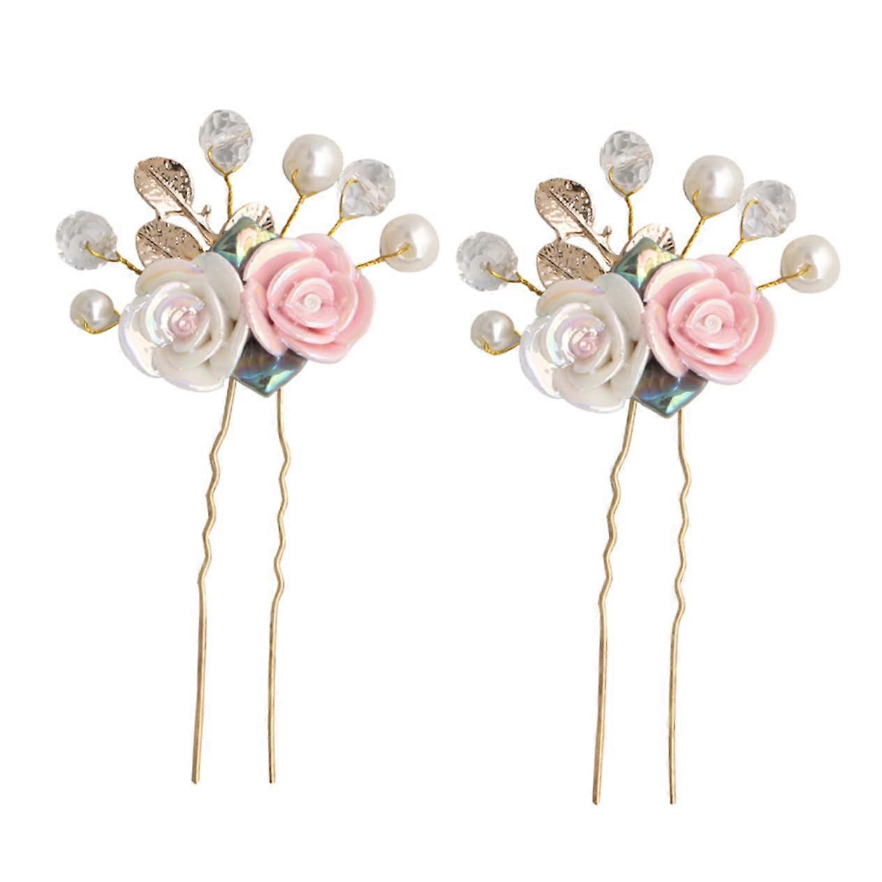Hairpin 2 Pieces Rose Headpiece Hair Bridal Hairstyling Wedding Hairpins Hair Clip Hair Clips For Women Suitable For Parties Festivals Photography