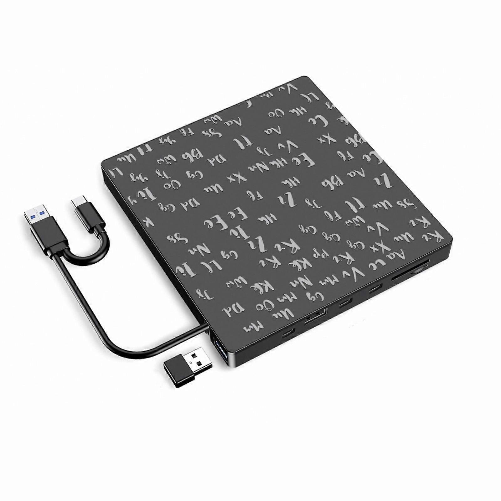 Multifunction External DVDs Drive Burners with Two USB Type C Interfaces CDs DVDs Recorders for Win