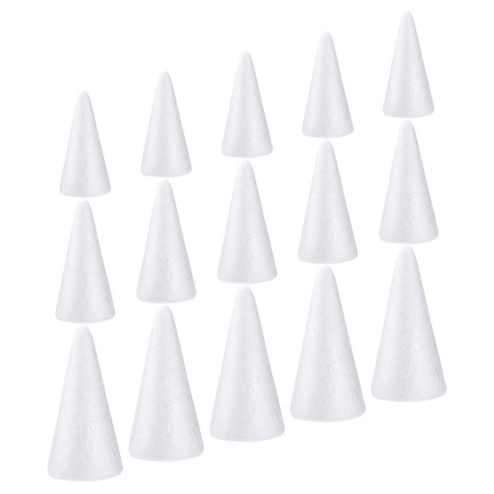 White Foam Cones 15pcs – Durable Polystyrene Craft Supplies for DIY Art, Painting, Decorating and Creative Play – Ideal for Kindergarten Projects