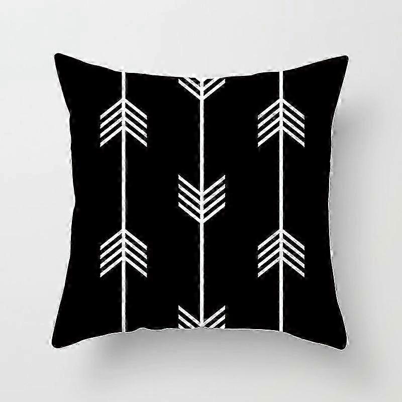 Black and White Geometric Decorative Pillowcase Polyester Pillowcase Striped Geometric Pillowcase Suitable for Sofa Design Compatible with C