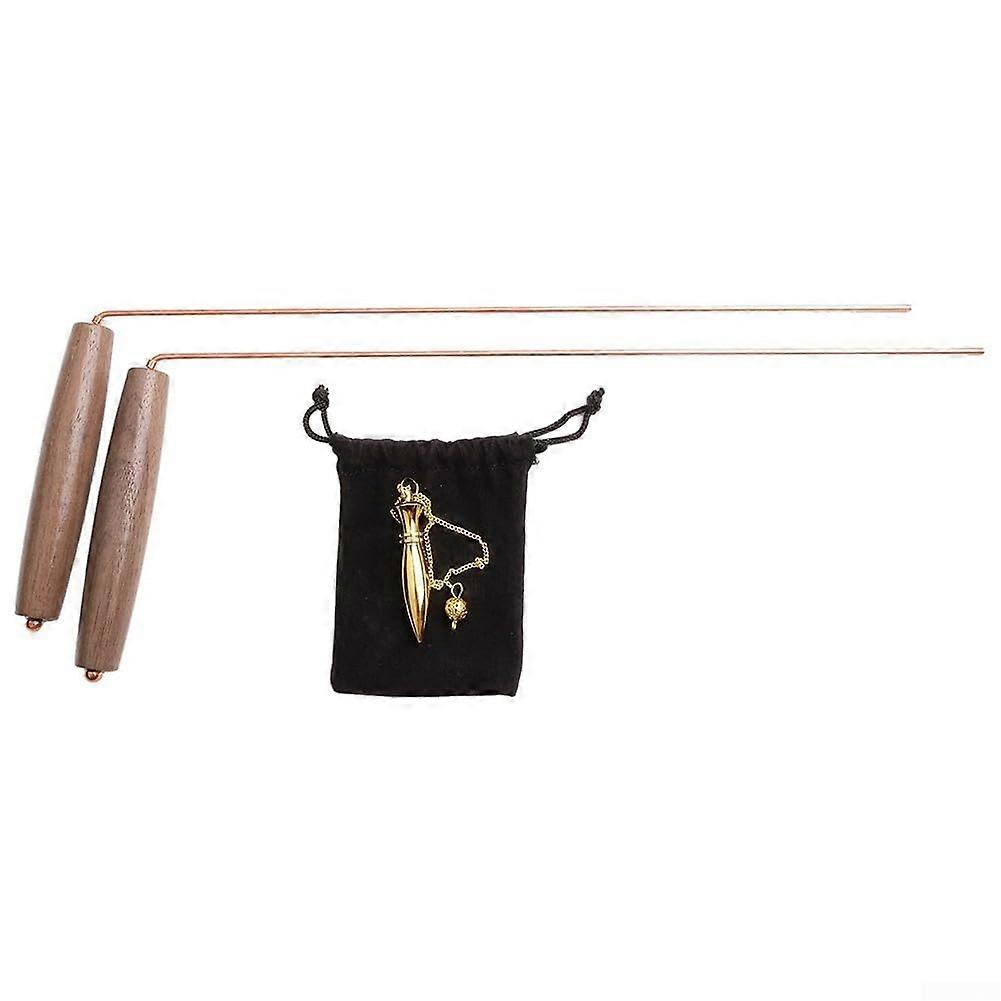 99.9% Copper Rod, Brass Dowsing Rod, Dowsing Rod with Walnut Handle and Pendulum for Dowsing