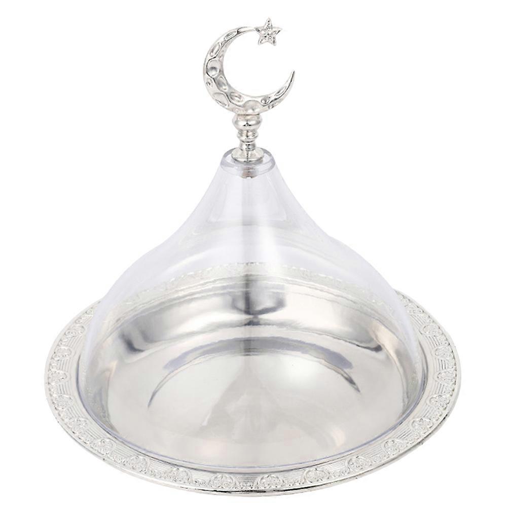 Pastry Plate With Lid Food Cover Cake Display Tray Baking Enthusiasts Silver 1Set