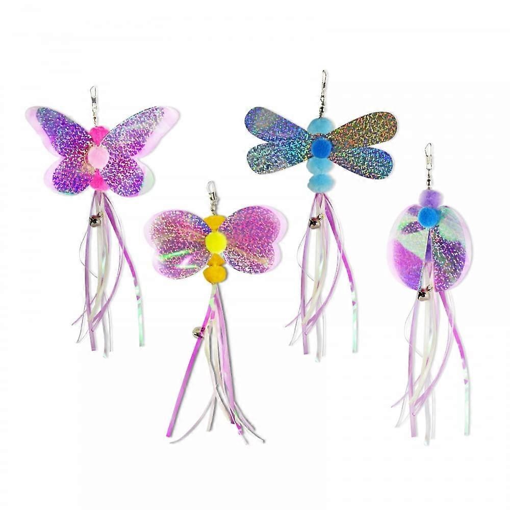 Cat Toy Feather, Pack of 4 Cat Feather Toys Replacement, Cat Angel Replacement Feathers, Pendant Feathers, Cat Toy with Bells for Cats Colour 1