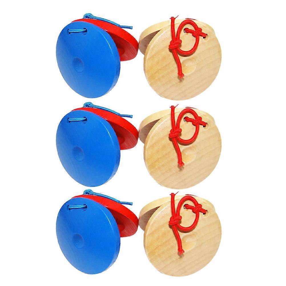 6pcs Finger Castanets Educational Musical Instruments for Early Learning Percussion Red Blue Music Development for Kids