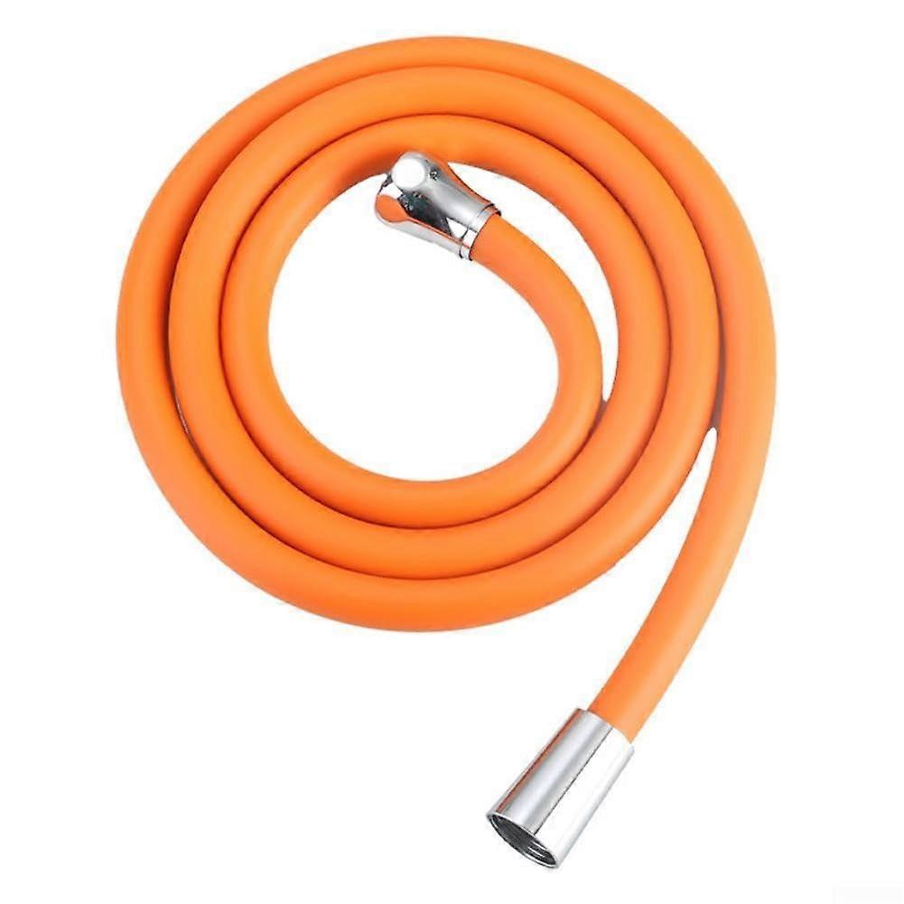 Silicone shower hose with brass connectors, designed to withstand  temperatures and prevent twisting.