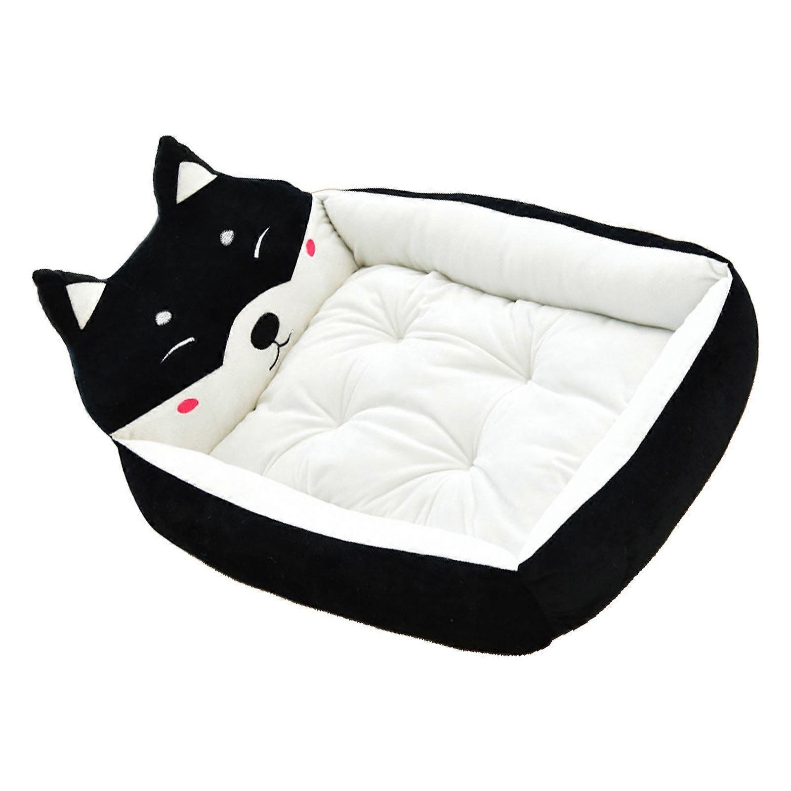 Cartoon Dog Bed Winter Warm Cute Washable All Seasons Pet Kennel Bed for Dogs Cats Pets Black Akita Approx. 50cm/19.7in (Pets Less Than 2.5kg/5.5lb)