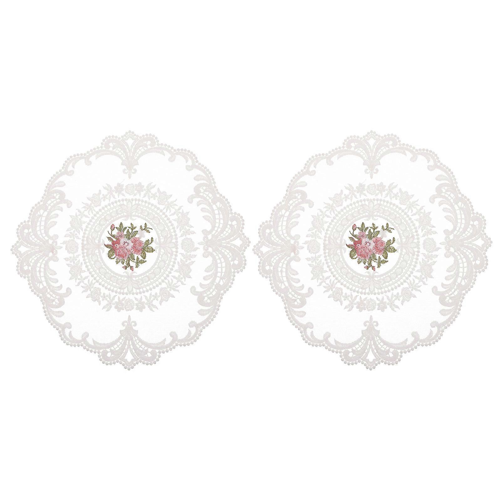 Elegant White Lace Placemats for Home Use Made of Premium Milk Silk Material Ideal for Holidays and Events Set of 2