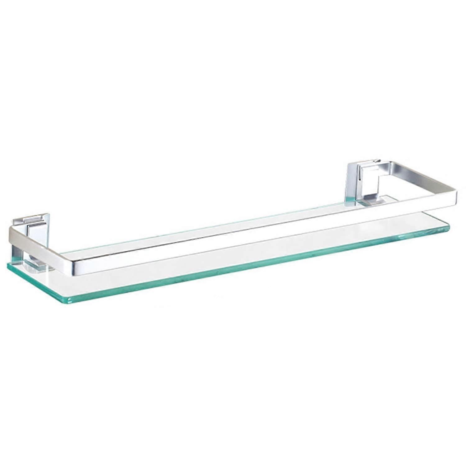 Tempered Glass Bathroom Shelf Brackets 50 cm Silver Wall Mounted High Performance Durable Storage Solution
