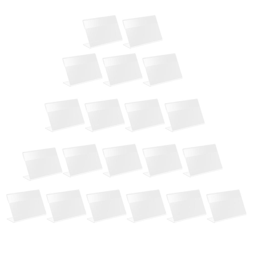 Retail Label Holder Clear Plastic Shelf Label Holders Stable Standing Sign Label Insertion Business Owners 20Pcs