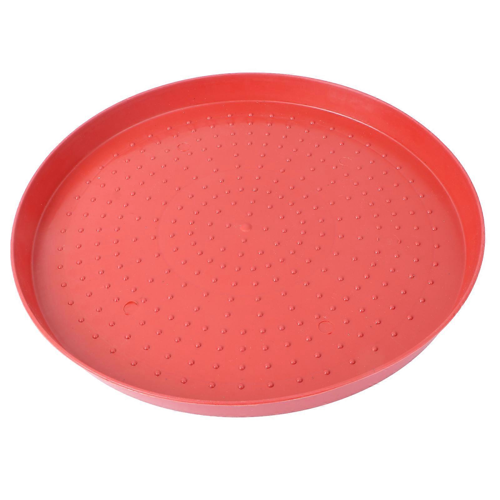 Chicken Feeder with Anti Slip Bottom for Home Use Poultry Feed Plates Food Container Round Tray Red