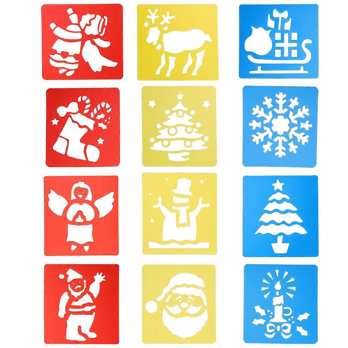 Hollow Drawing Template Diy Christmas Painting Template For Educators 5.89x5.50x0.08In 12Pcs