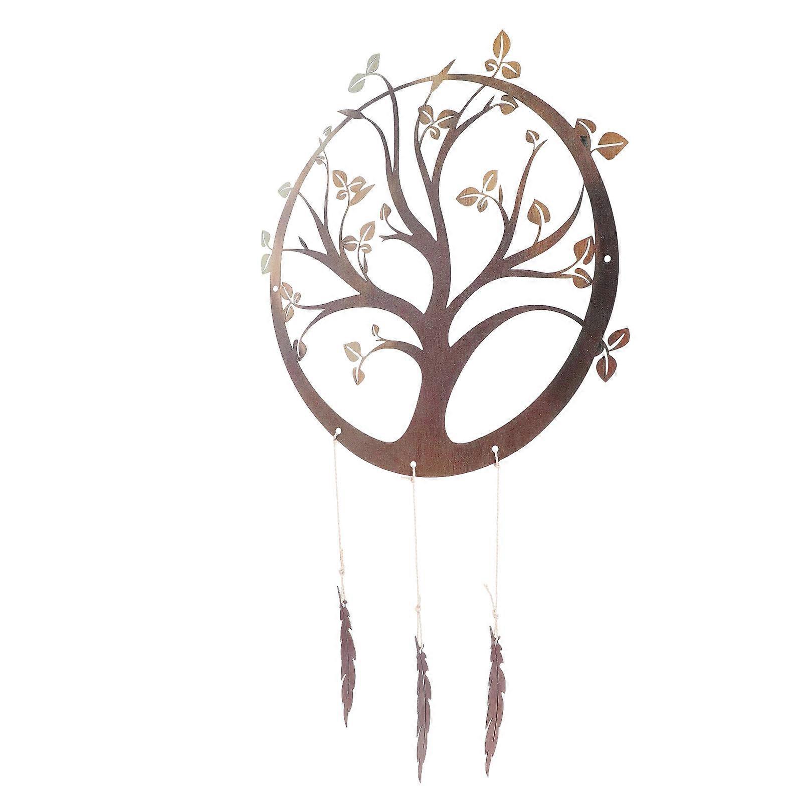 Metal Tree Wall Sculpture Iron Craft Pendant Home Decoration Tree of Life Shaped Indoor Scene Decor 63x30cm 1Pack