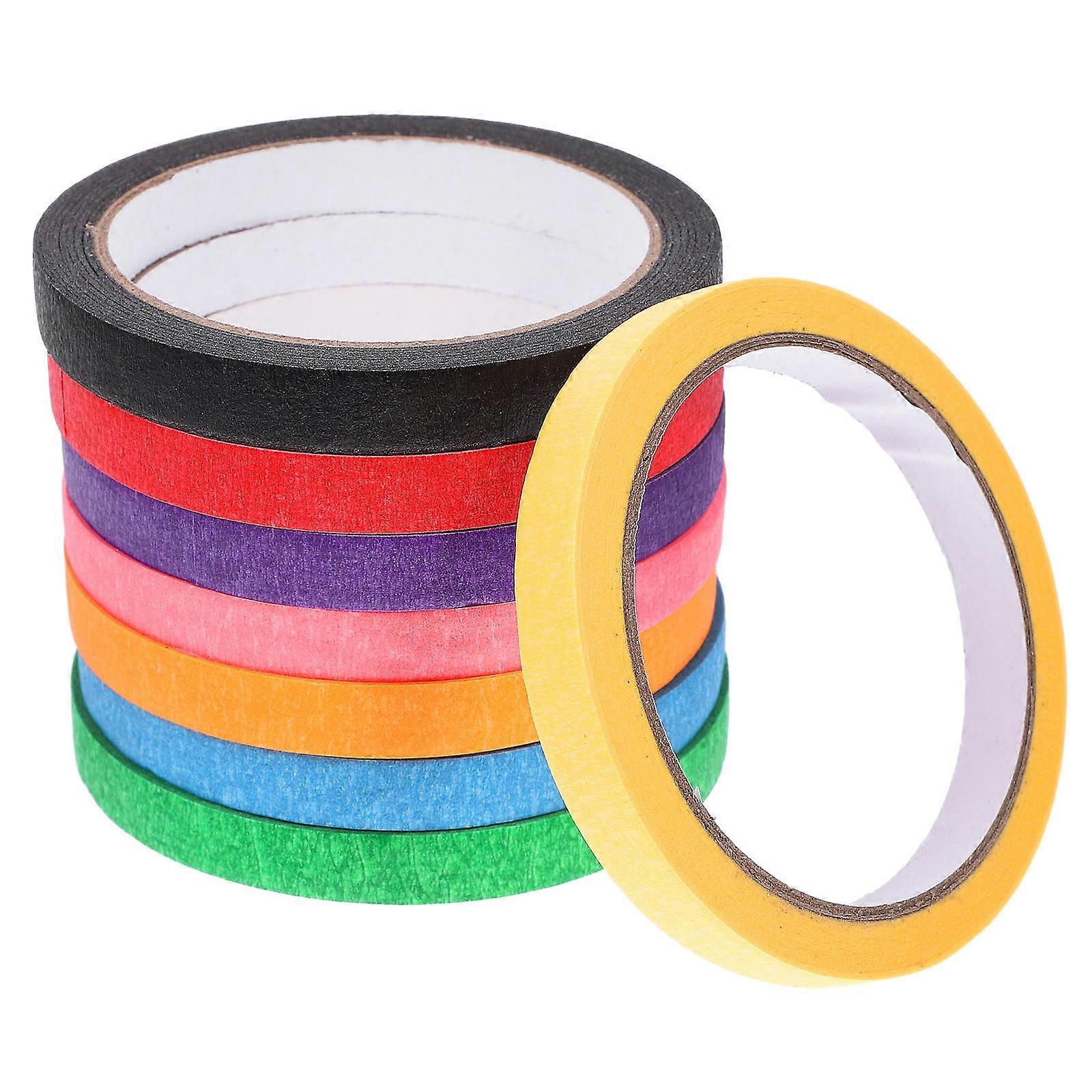 Colored Masking Tape 8 Rolls   Wide Decorative Paper Tape for Art Crafts, Easy Removal, No Residue, Vibrant Colors for Home and School Use