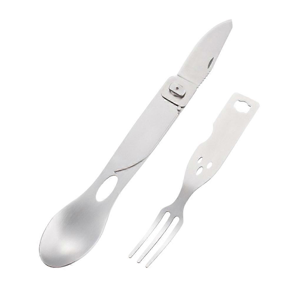Multifunctional Cutlery Combination Tool Fork Spoon Combo Stainless Steel Meal Utensil for Camping Picnic Home Size 3 in 1