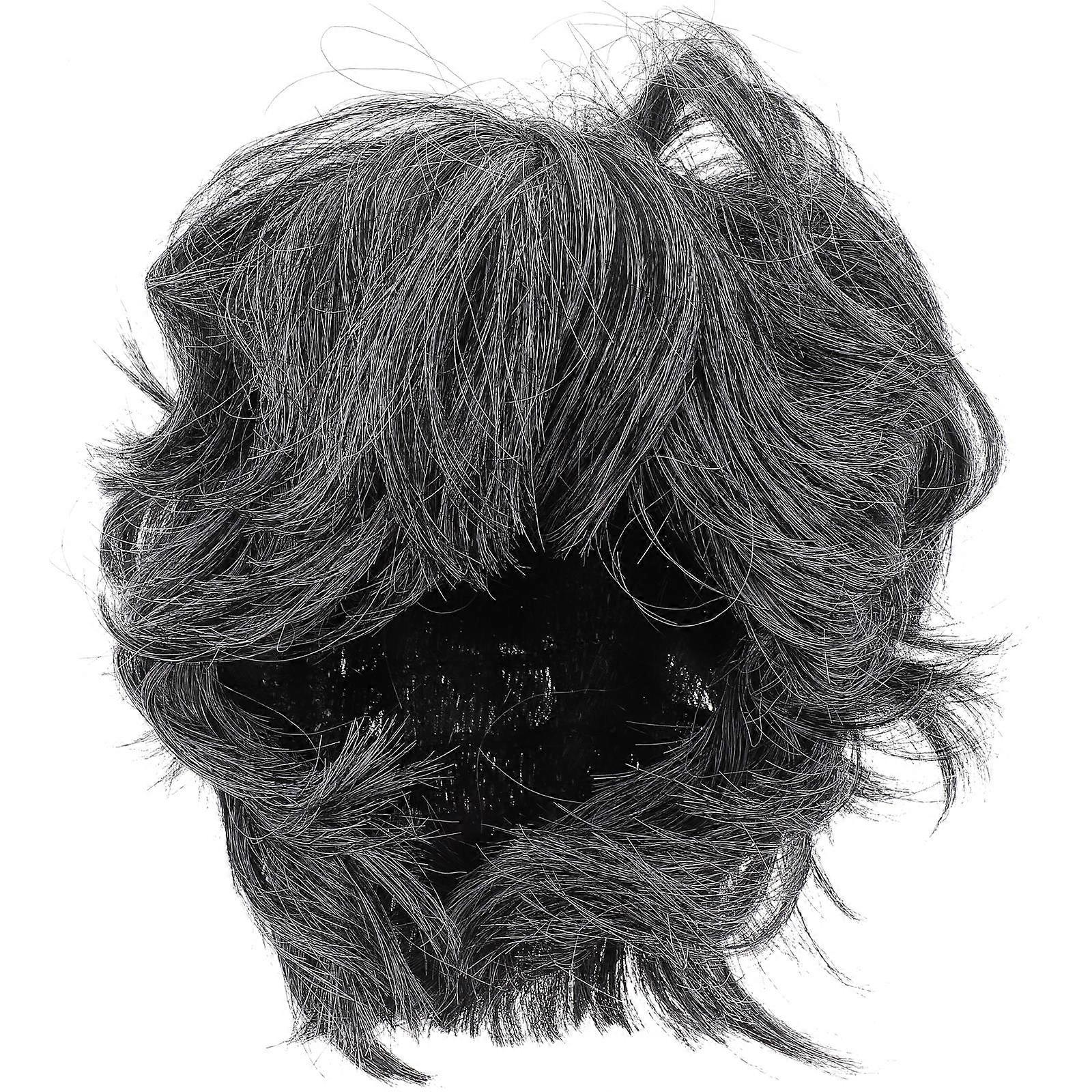 Here's a refined product description for your short grey synthetic wig tailored for men, ideal for cosplay, Halloween, carnival, and fancy dress
