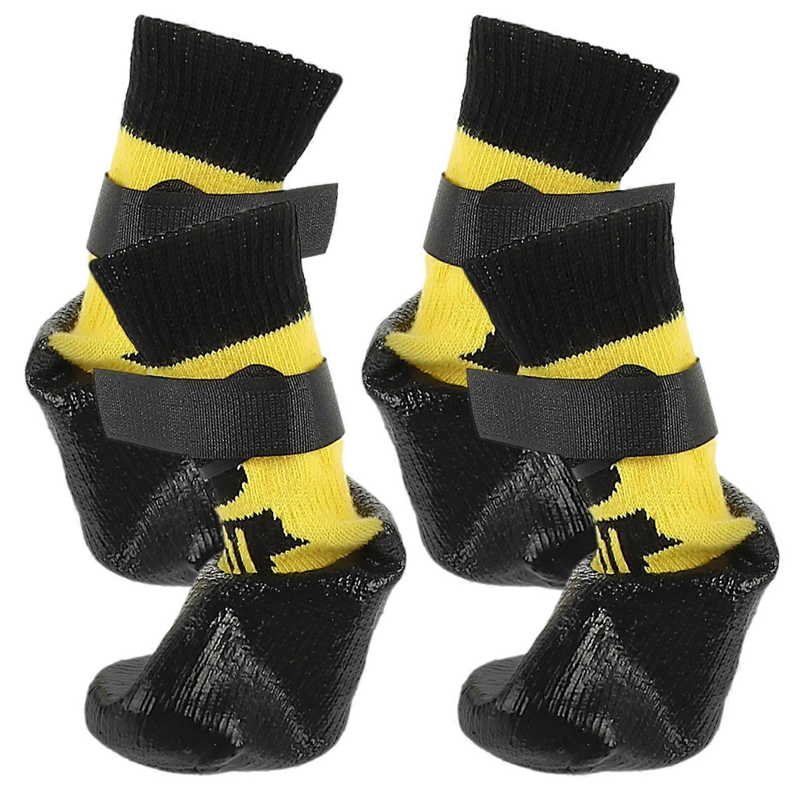 Wear Resistant Dog Socks Breathable Pet Socks Yellow 10x4 5cm Cold Protection For Smooth Floors 1 Pair