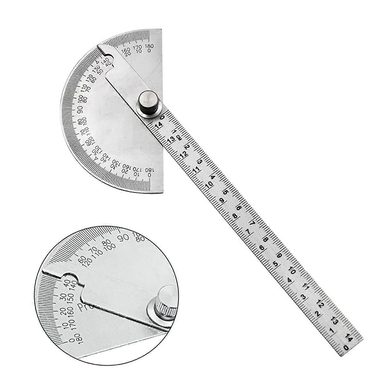 Stainless Steel Protractor with Inch Conversion Table, Adjustable Degree Arc
