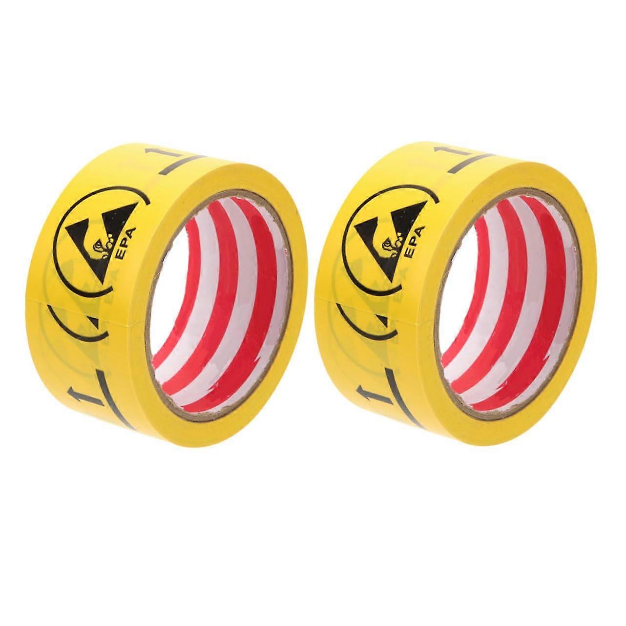 2 rolls ESD warning tape selfadhesive safety tape for antistatic areas for electronic products and sensitive materials