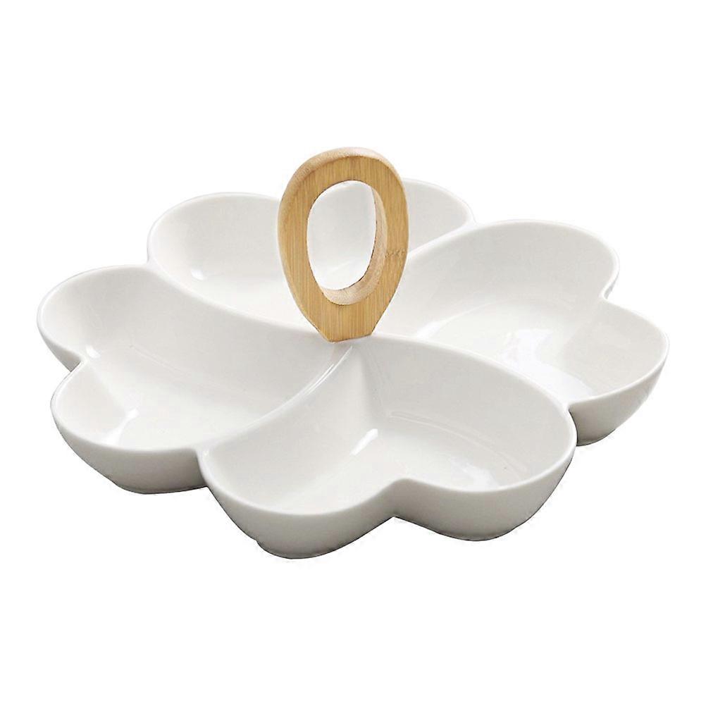 Keramikplatte Serviertablett Keramik Dim Sum Schale Eleganter Stil Vier Sektionen Weiß 30,00 x 30,00 x 14,00 cm 1 Stück