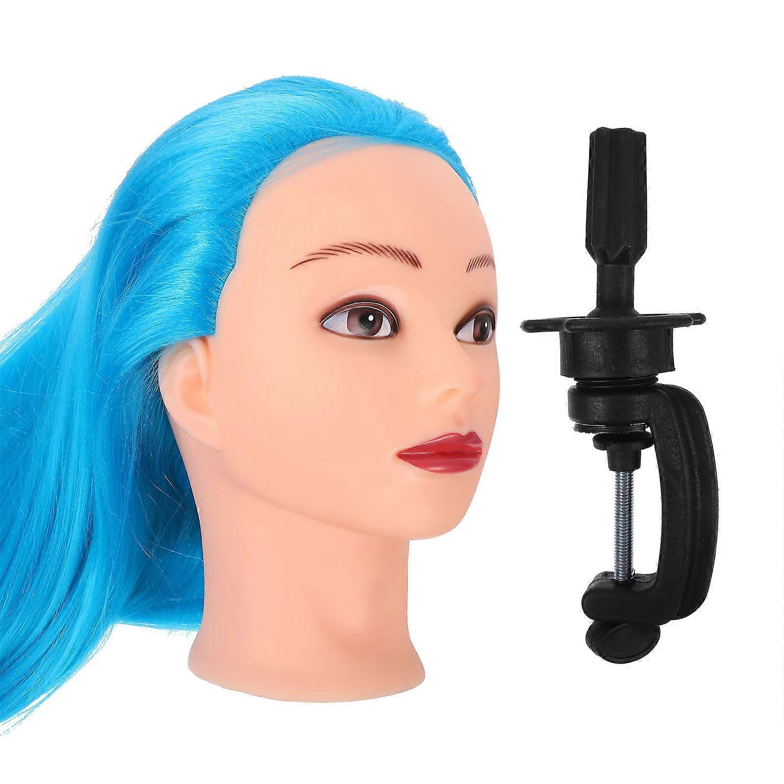 Professional Hairdressing Dummy Head Long Hair Styling For Salon Use Blue Color 38X14cm Size Hair Extension 1Set