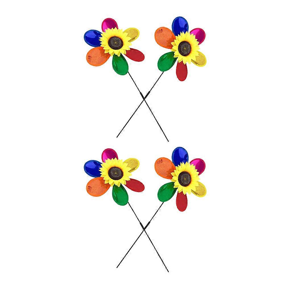 Garden Windmill Decoration Colorful Pinwheels Outdoor Use Yard Lawn Multi Colored Plastic 4Pcs