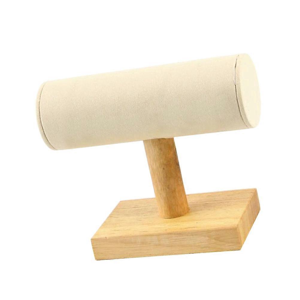 Khaki Jewelry Display Rack for Bracelet Storage with Microfiber Surface and Elegant Design, Size Small
