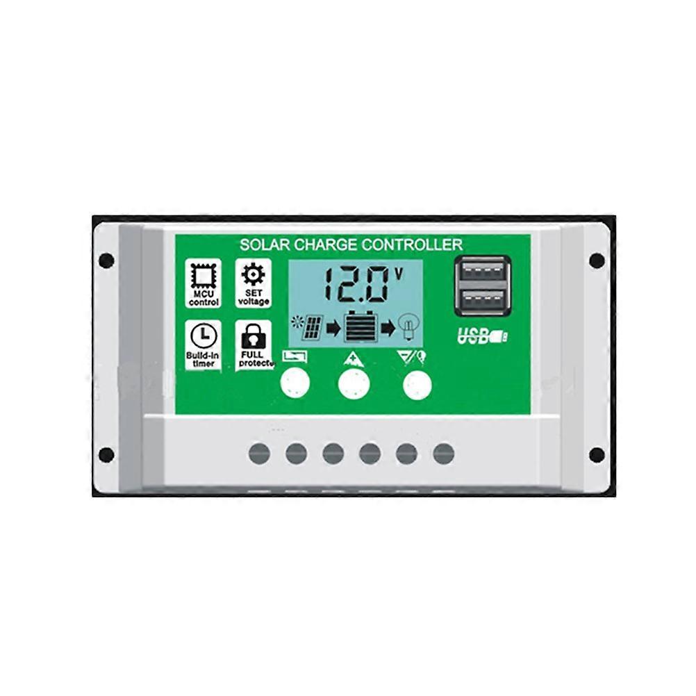 Solar Charge Controller with Dual USB Ports for 12V Battery Charging and Monitoring ABS