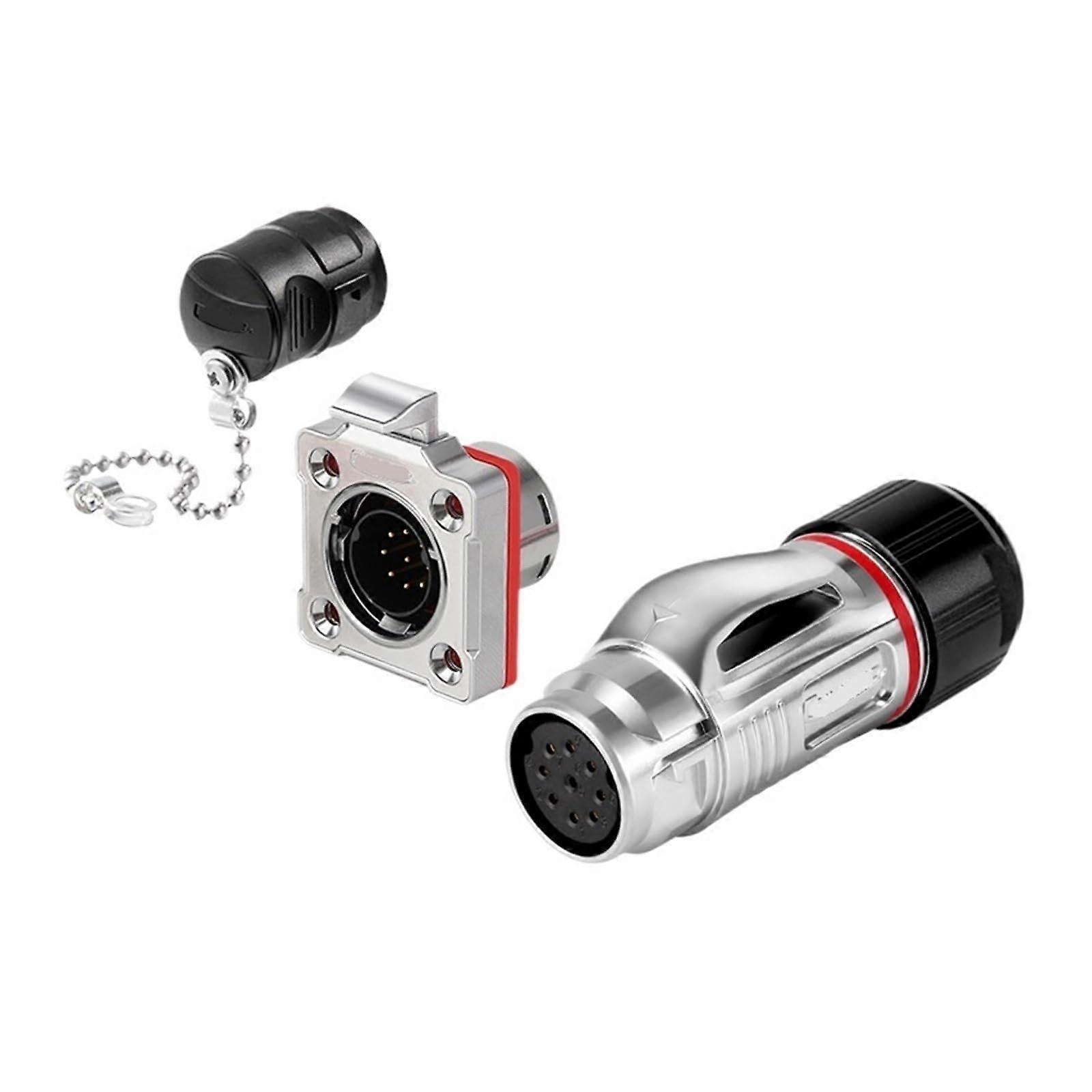 BD20 aviation connector metal straight plug 214 core reassembly solar automation industrial connector (9 core) 9 core black