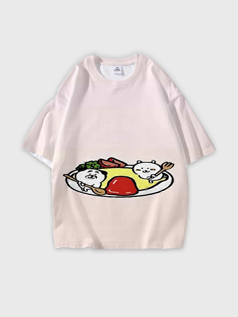 T-shirt round neck Comic book Role Pattern loose short sleeve D3045