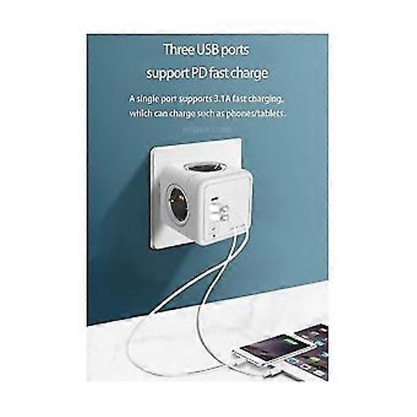Power Strip Adapter Surge Protector Square Extension Socket, E01-eu Plug