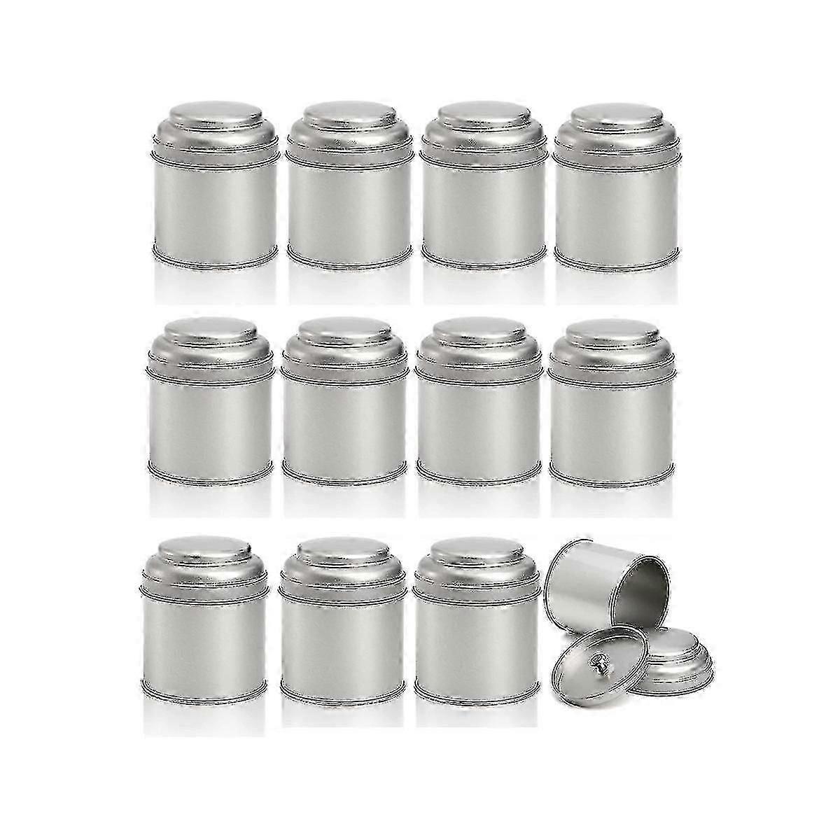 12 قطعة من علب الشاي محكمة الإغلاق بغطاء مزدوج ، حاويات من الصفيح المستديرة 8 أونصات لتخزين المطبخ YVL