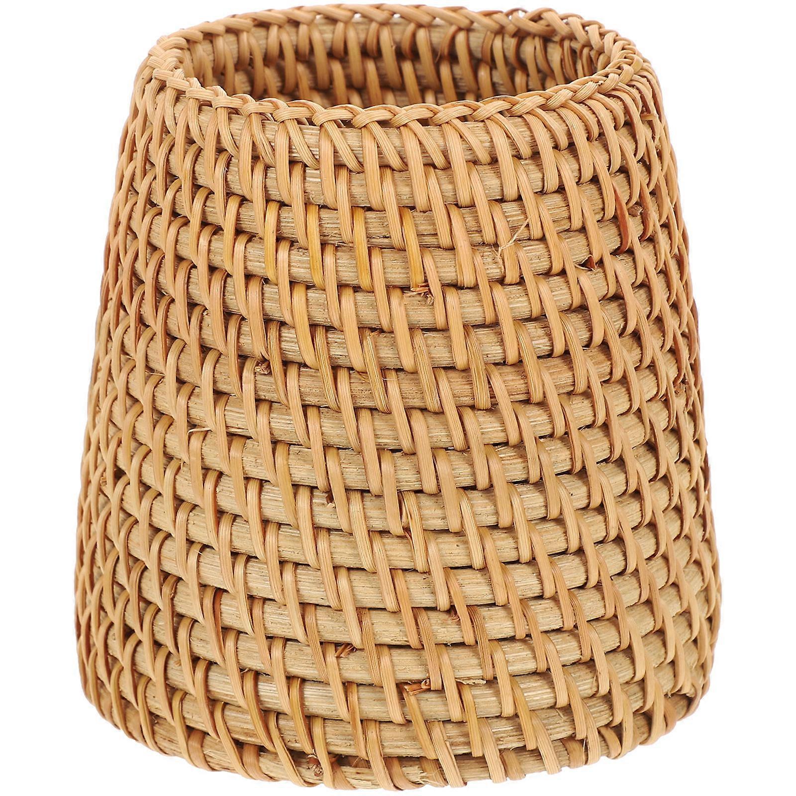 a refined and product description for your **Decorative Rattan Pen Holder Tower**:
### **Decorative Rattan Pen Holder Tower – Stylish Desktop
