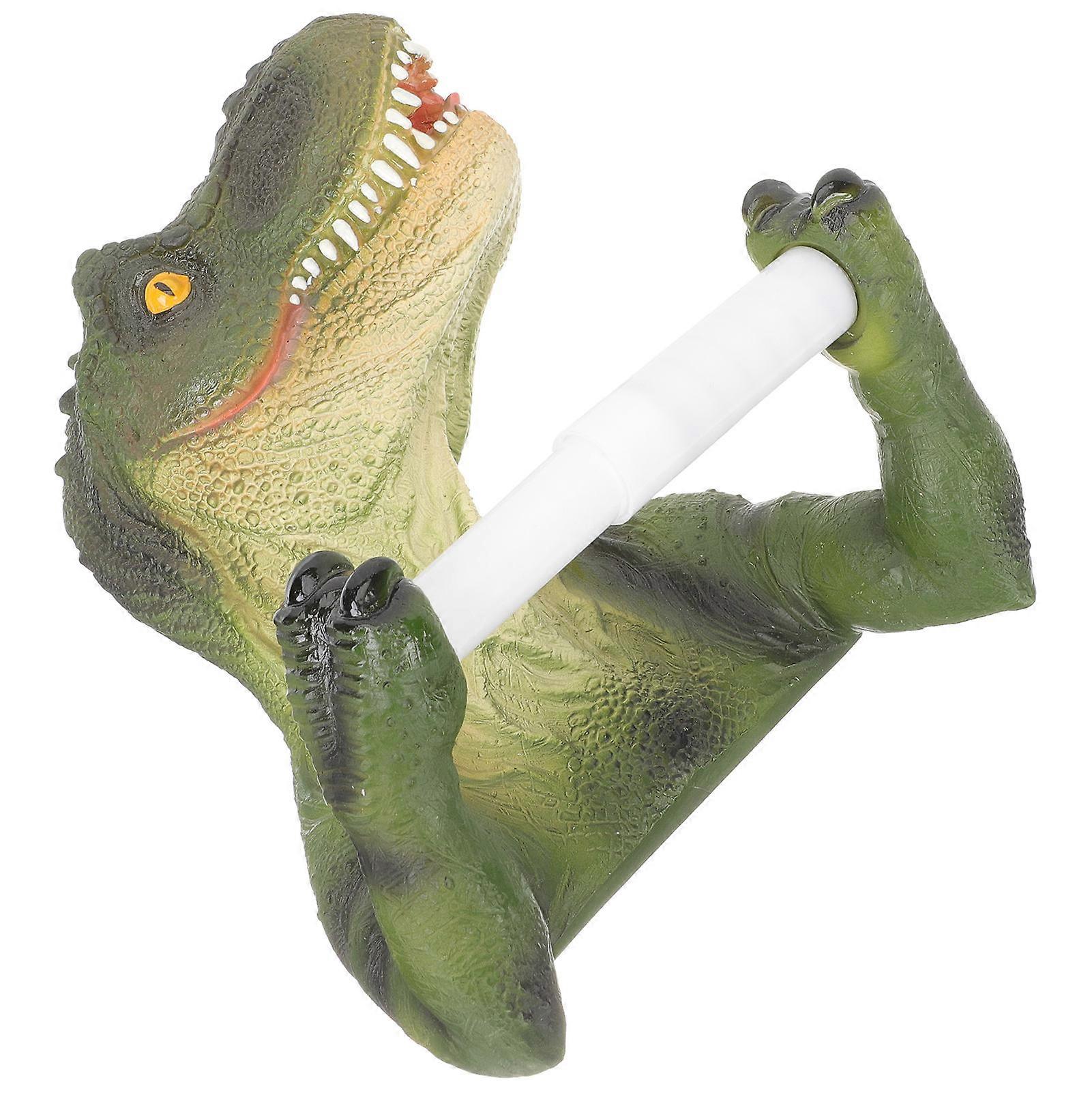 Dinosaur Paper Towel Holder Wall Mounted Paper Dispensing Multi Color 21x17cm Resin Material Cartoon Style For Bedroom 1Pack