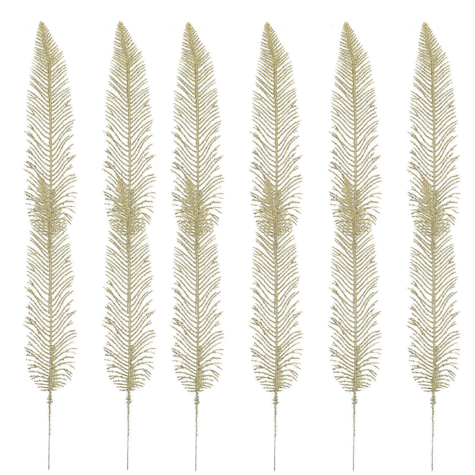 Simulation Glitter Powder Leaves Golden 39X7CM Suitable For Mall Decoration And Crafts 12Pack