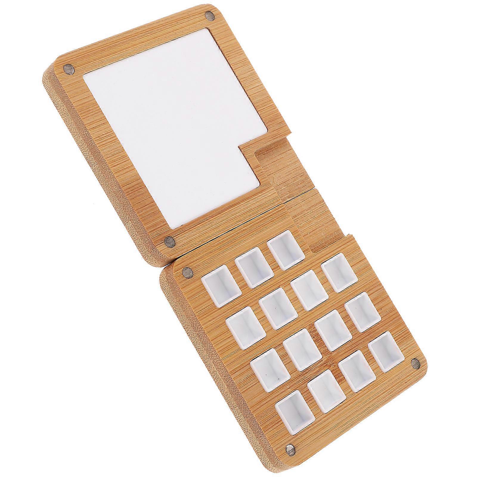 Watercolor Pigment Box Durable Painting Color Mixing Organizer for Students Travel 8X8cm Light Brown 1Set
