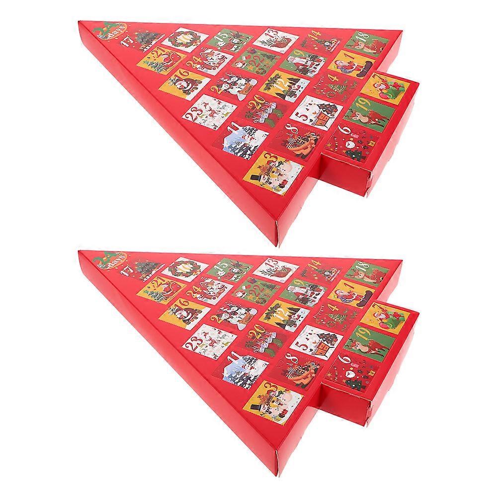DIY Holiday Advent Calendar Countdown Boxes for Party with Creative Design 2 Pieces Red Paper 24 Days