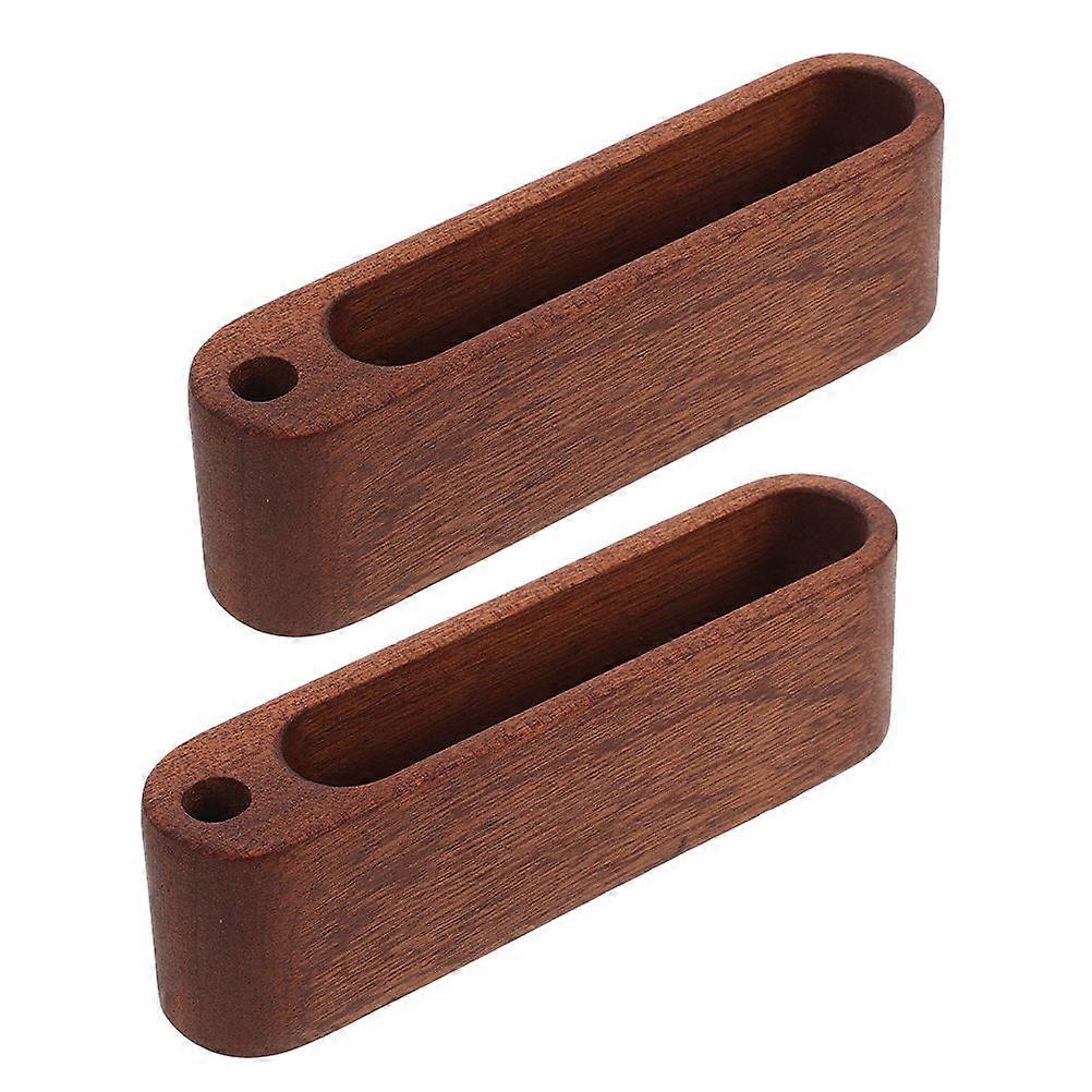 Modern Beeach Wooden Business Card Holder with Pen Hole – Compact Name Card Organizer for Office Desk, Solid Wood Stand Display for Professionals