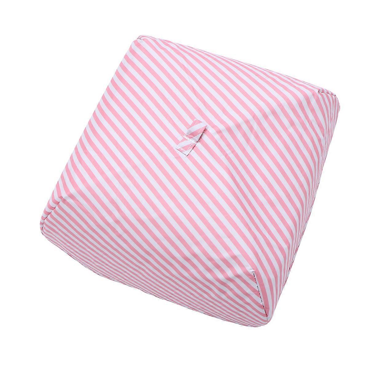 Kitchen Food Cover Home Use Folding Design Square Shape White and Pink Diagonal Stripes Insulation 1Pack