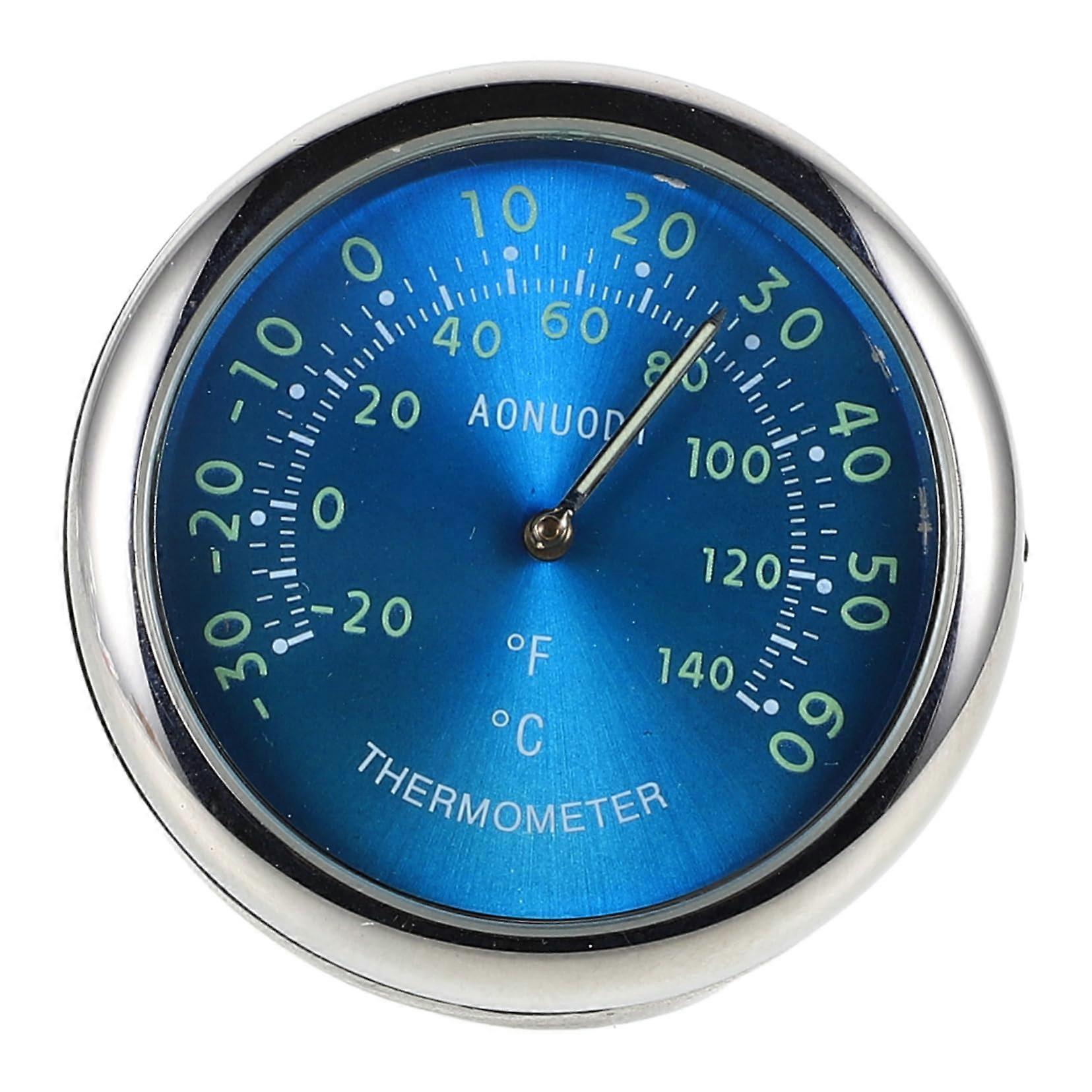 Blue Car Thermometer with Clock Luminous Dashboard Precise Temperature Measurement and Realtime Display for Vehicle Interior Monitoring