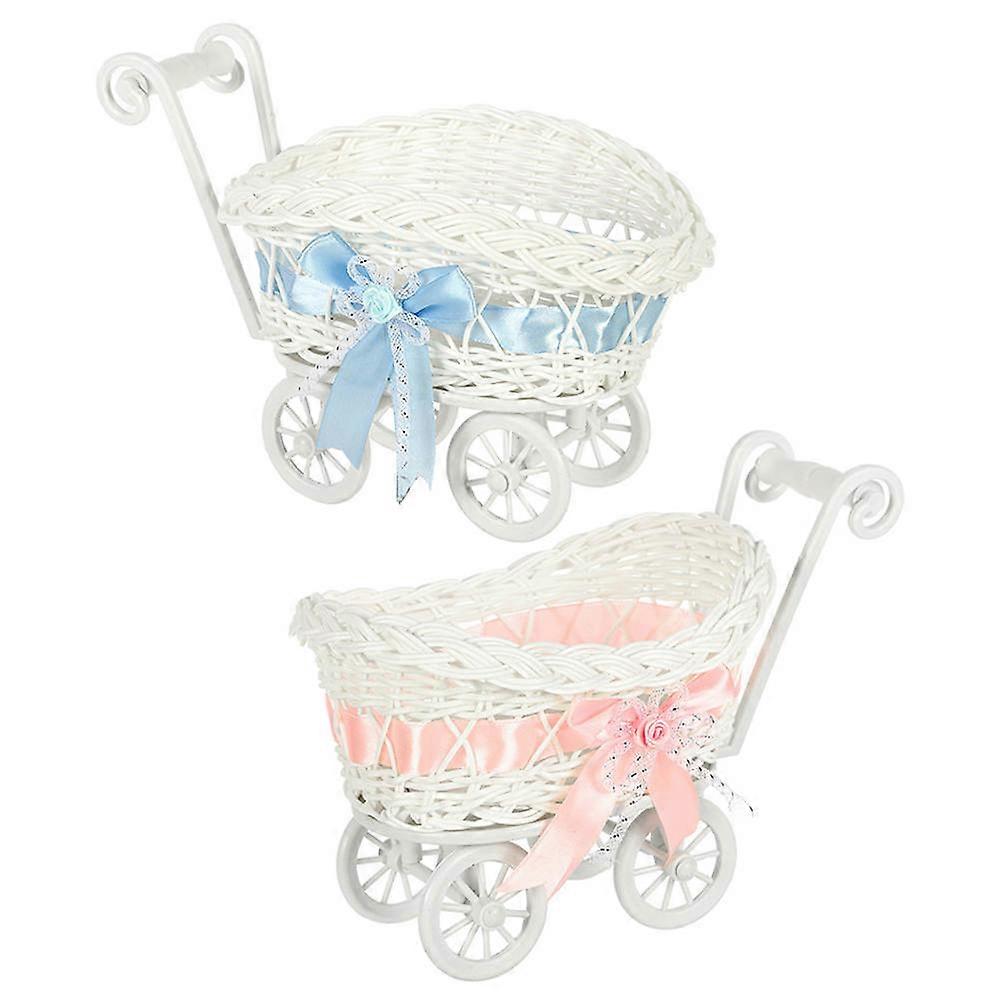 سلة تقديم الحلوى لعبة سلة زهرة منسوجة أزرق لون متنوع 2 قطعة