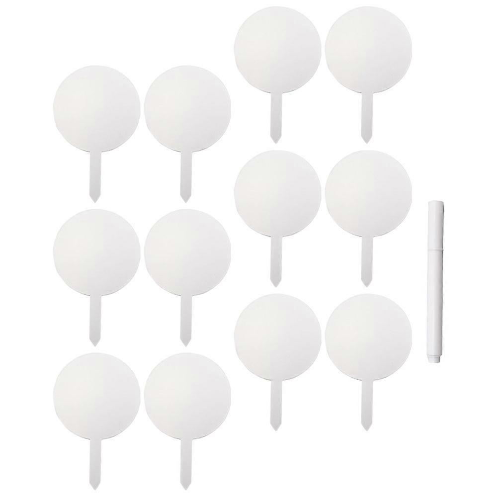 Acrylic Plant Markers with Pen Reusable for Gardening White 12pcs Easy to Write and Store